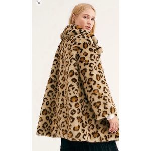 Free people sienna leopard faux fur peacoat